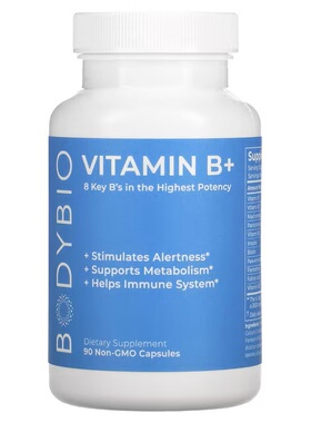 代购BodyBio 维生素B(烟酰胺/泛酸/B1/B2/B6/B12肌醇/亚叶酸 90粒