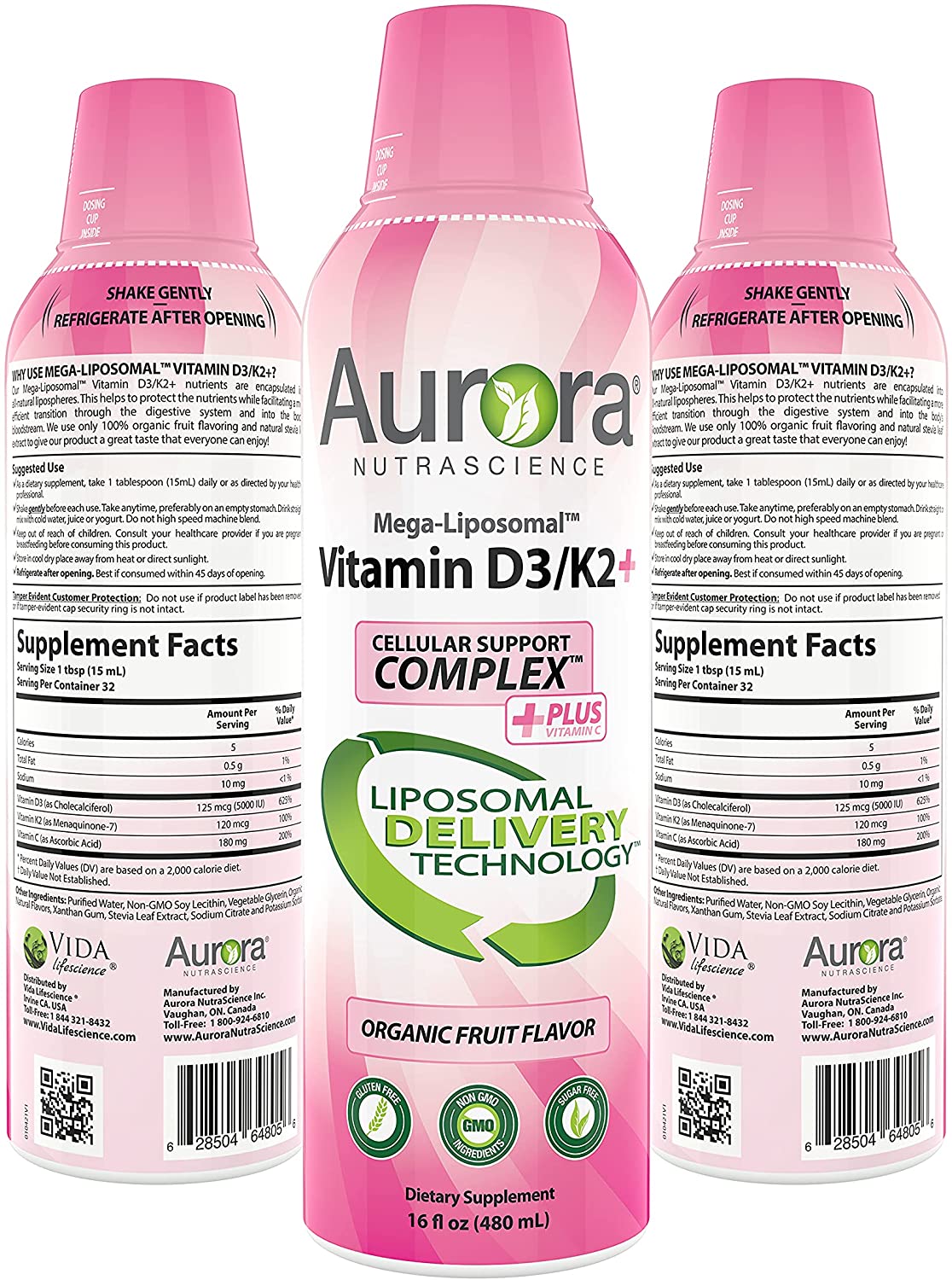 美国品牌Aurora Nutrascience 脂质维生素D3/K2 Mega-Liposomal