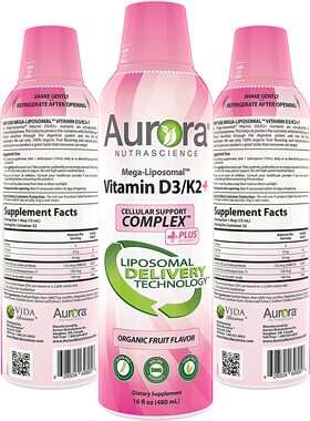 美国品牌Aurora Nutrascience 脂质维生素D3/K2 Mega-Liposomal