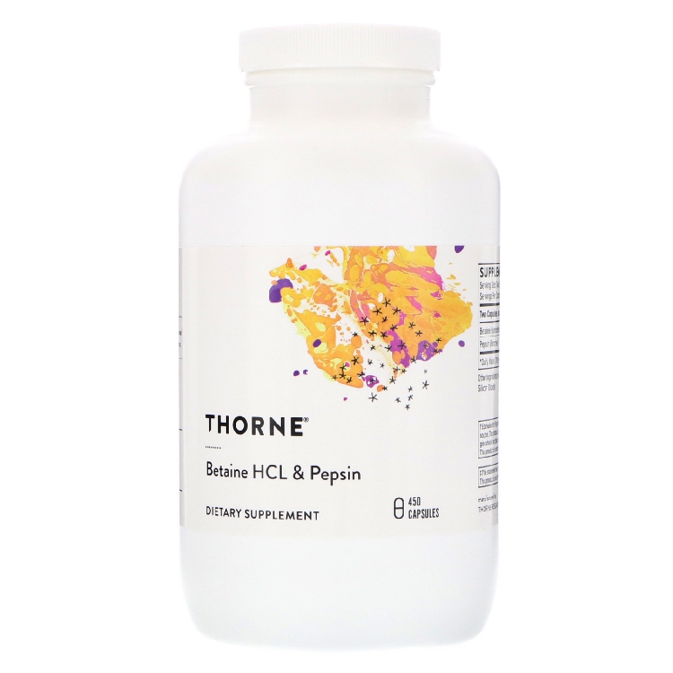 美国品牌Thorne Research 甜菜碱盐酸和胃蛋白酶 胃酸不足 450粒