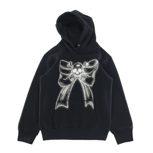 韩国NGC胸前蝴蝶结连帽加绒卫衣毛圈宽松套头上衣外套