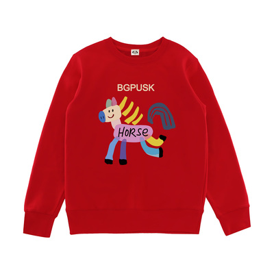 马年新款本命年红色卫衣圆领加厚保暖棉正肩长袖体恤宽松大码上衣