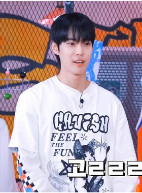 韩国cavish猫咪吉他短袖T恤 俞定延 金道英同款衣服半袖打底衫