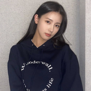 大版卫衣女宽松韩版李圣经裴秀智同款字母印花宽松ins连帽卫衣潮