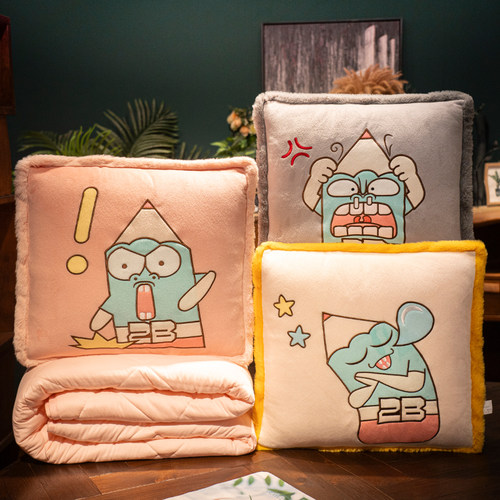 办公室抱枕被子两用女生睡觉午休折叠毯子二合一汽车载午睡小枕头