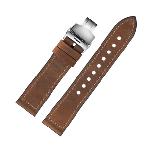 适配欧米茄表带 新海马300无暇赴死超霸疯马皮手表带机械表表链20