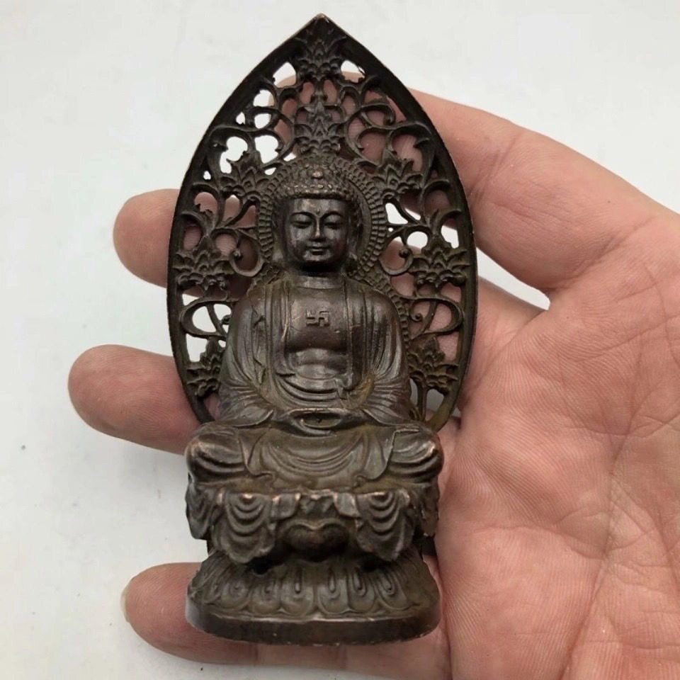 古玩收藏复古背光佛像 大日如来佛祖摆件 家居装饰工艺品摆件批发