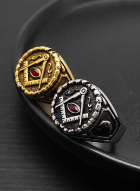 跨境欧美时尚复古男士戒指钛钢