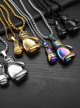 跨境情侣项链吊坠钛钢拳击手套