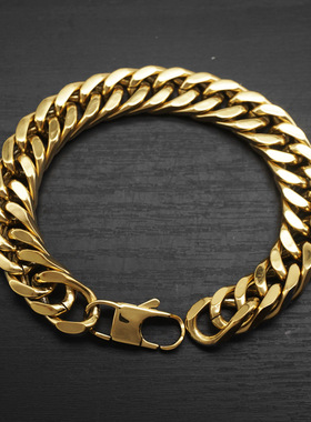 跨境欧美个性简约粗环链钛钢手链