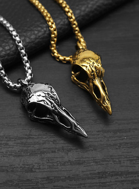 维京人战神符号乌鸦头骨鸟头吊坠