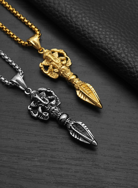 跨境象神小众钛钢金刚杵项链吊坠