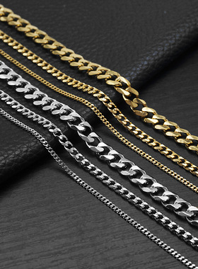 跨境欧美简约时尚磨边粗环链项链