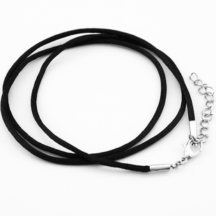 简约时尚百搭黑绳项链配链单链龙虾扣有延长链棉绳黑线链子