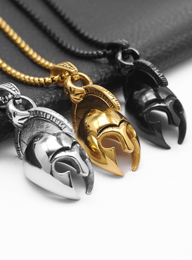 跨境铸造复古面具面罩吊坠项链钢
