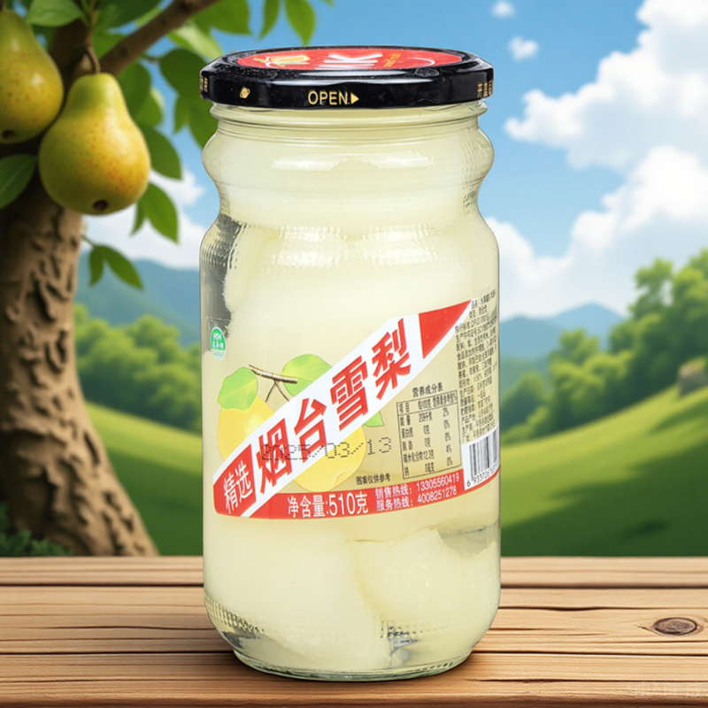 花亭湖烟台雪梨罐头水果罐头梨酥梨清热解暑香甜老人食品510g*6瓶