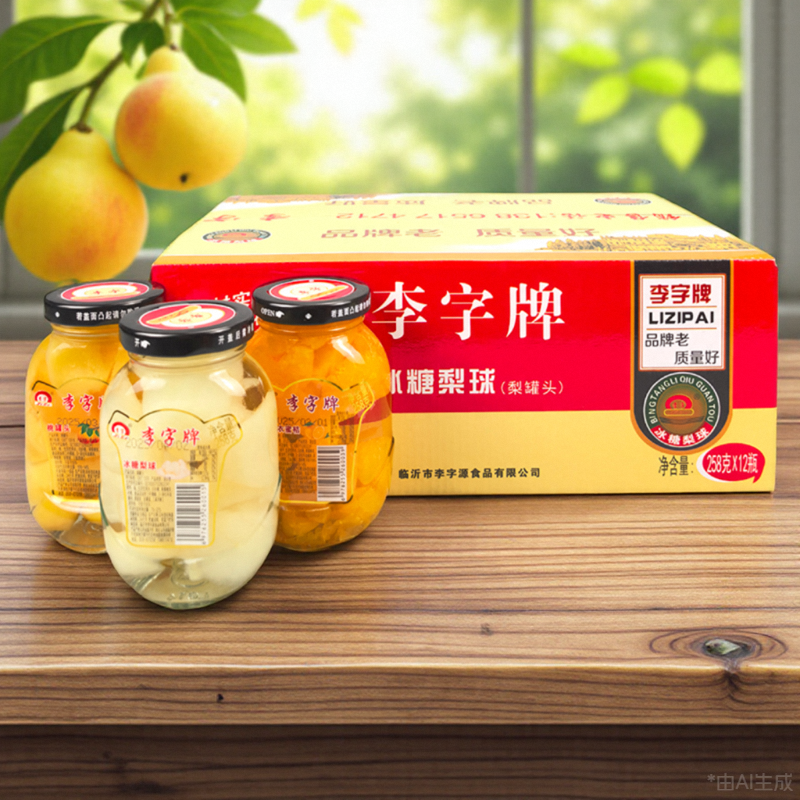 李字牌冰糖梨球罐头黄桃罐头蜜桔