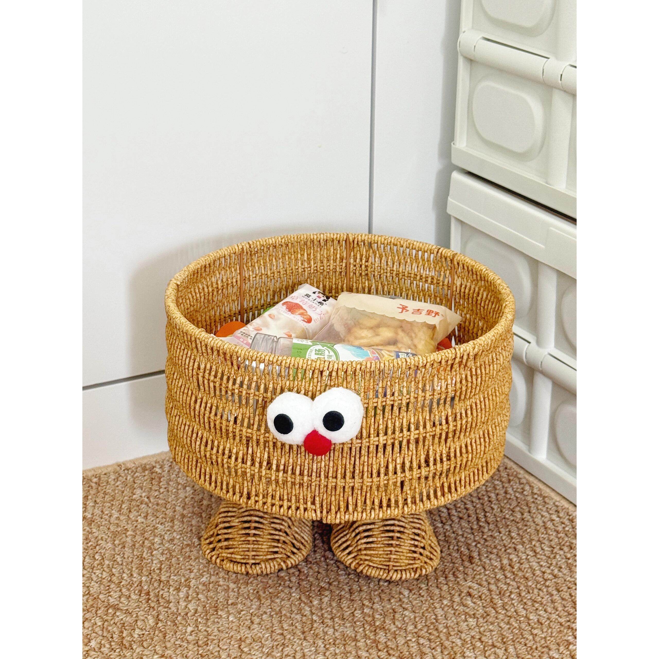 天呐！实用收纳筐藤编零食杂物水果盘小黄人桌面编织面包篮编织篮,收纳整理,零食收纳筐,淘宝优惠券,粉丝福利购,淘宝优惠卷