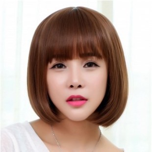 tf17整顶男女假发齐刘海直发短发学生头韩国时尚蘑菇头中分头发型