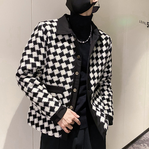 社会风单排扣衬衫领休闲衣格子B297-7755-P130控168图片