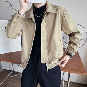 雅痞风绗线纯色翻领宽松休闲夹克B297-1801-P115控158图片