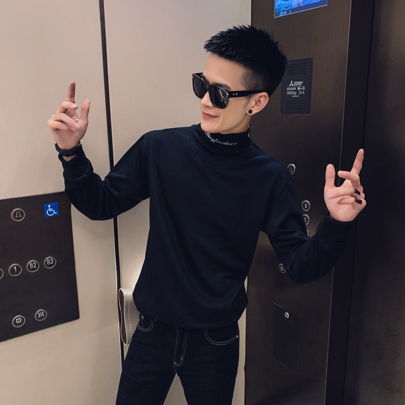 社会风纯色套头半高领刺绣打底卫衣B297-D01-特P55,男装卫衣,电商B297