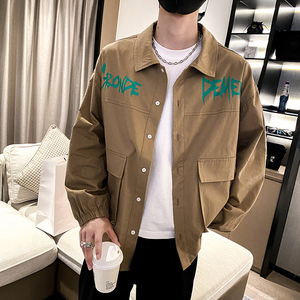 社会风春秋纯色长袖卡通印花宽松衬衫痞帅B297-186-P65控95图片