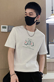 社会风纯色趣味宽松印花圆领T恤上衣B297-211-P35控58，男装T恤，电商B297