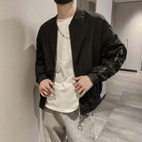 社会风春秋纯色棒球领拉链宽松薄款夹克时尚B297-152-P105控138，男装夹克，电商B297