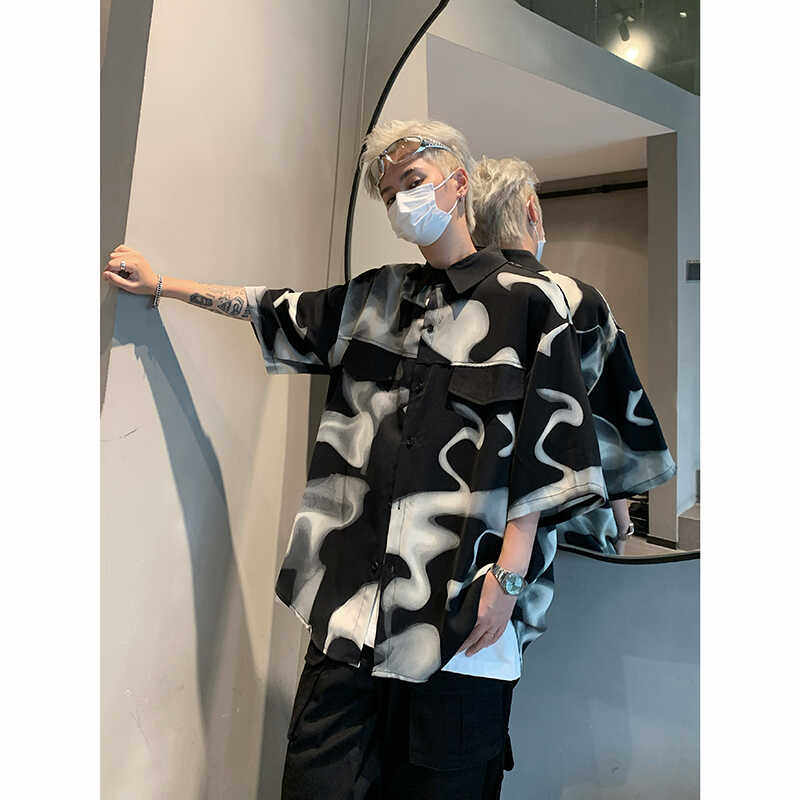 凉爽丝滑垂感宽松印花衬衫2 B297-351-P55图片