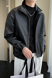轻熟风纯色PU皮亮面宽松翻领皮衣夹克上衣B297-1802-P115控158，男装皮衣，电商B297