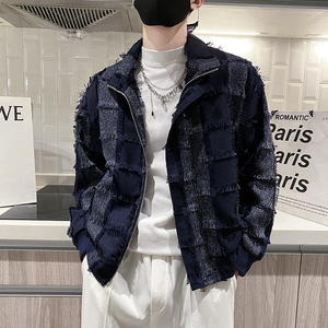 社会轻奢春秋格子乞丐服流苏休闲夹克B297-7766-P115控158图片