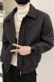 雅痞风纯色加厚直筒立领格子压花衣上衣B297-7757-P130控168，男装棉衣，电商B297