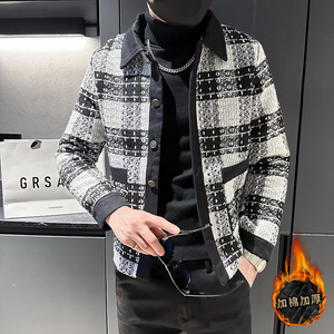 社会轻奢冬季单排扣衬衫领休闲棉衣格子B297-7789-P130图片
