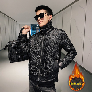 社会轻奢风修身PU皮羊羔毛复合加厚衣格子B297-2816-P150控208图片