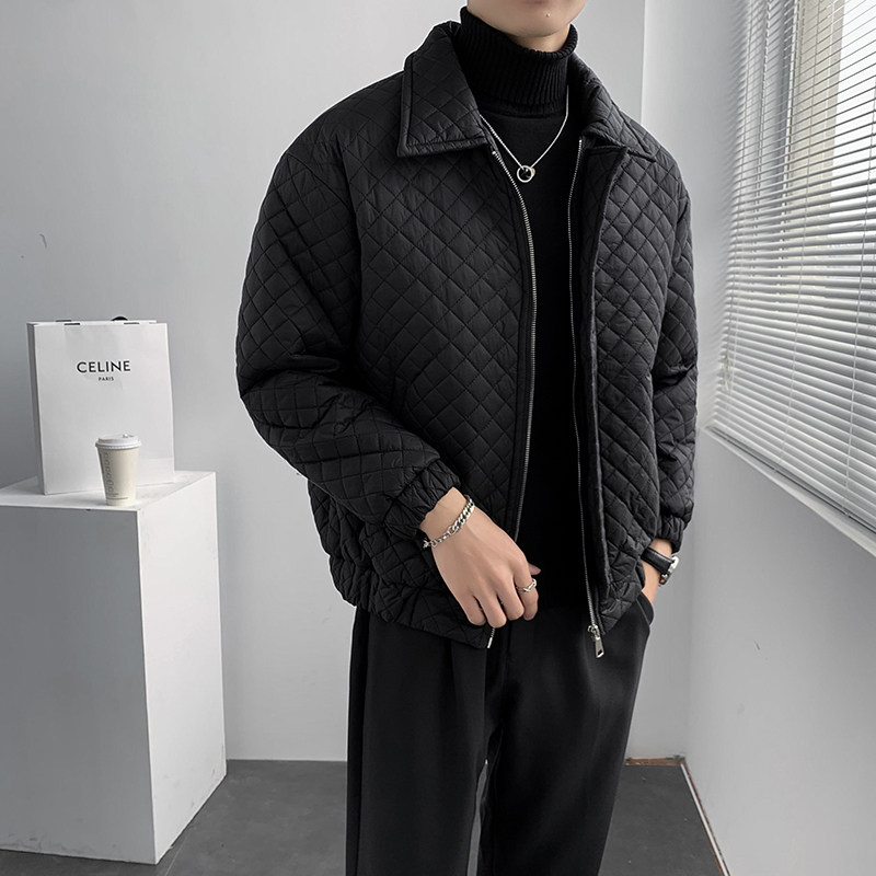 轻熟风冬季加厚直筒立领外穿格子压花衣B297-7757-P130控168,男装棉衣,电商B297