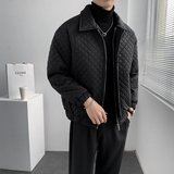 轻熟风冬季加厚直筒立领外穿格子压花衣B297-7757-P130控168，男装棉衣，电商B297