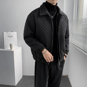 轻熟风冬季加厚直筒立领外穿格子压花衣B297-7757-P130控168图片