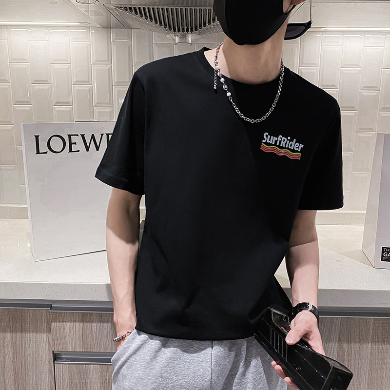 社会风纯色修身趣味创意印花休闲T恤上衣B297-222-P35控58，男装T恤，电商B297