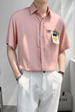 轻熟风衬衫领纯色宽松毛绒花装饰衬衫潮男B297-7732-P58控78，男装衬衫，电商B297