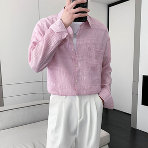轻熟风纯色高品质提花垂坠感痞帅衬衫上衣B297-2310-P60控88图片