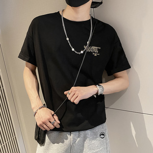 社会风后背街头英文印花宽松T恤时尚B297-157-P35控58图片
