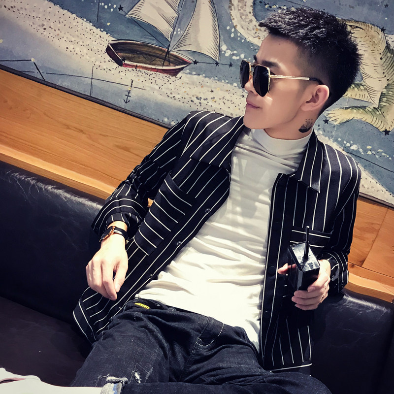 2021社会风秋装条纹口袋衬衫B297-802-特图片