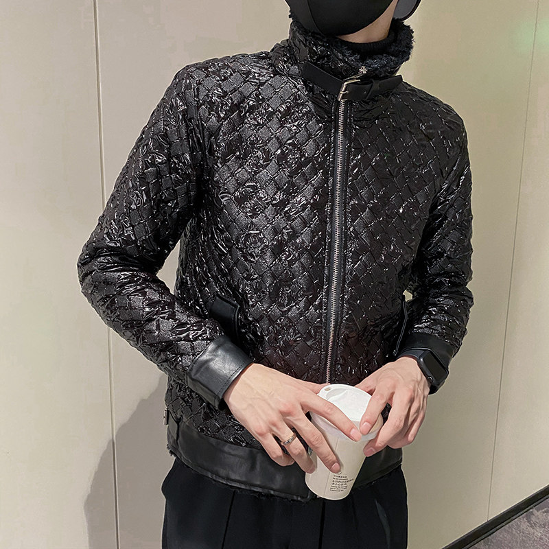 社会风修身PU皮羊羔毛复合加厚衣格子B297-2816-P150控208图片