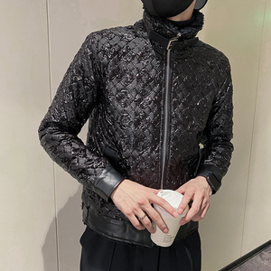 社会风修身PU皮羊羔毛复合加厚衣条纹B297-2816-P150控208图片