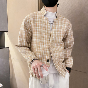 社会风格子立领休闲青年修身夹克外套B297-7769-P110控148图片
