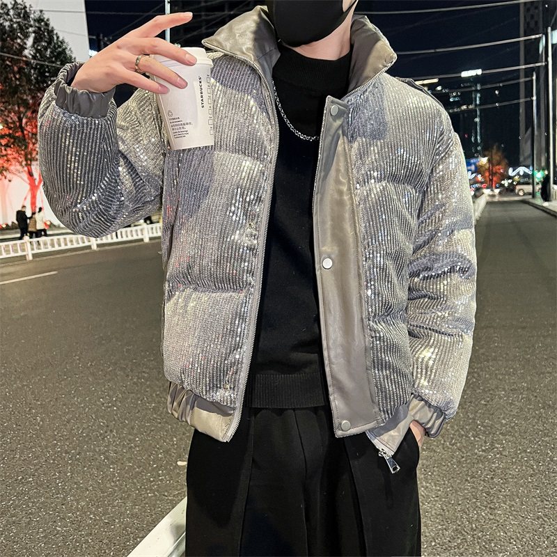社会轻奢风设计师重工珠光亮片羽绒服外套B297-7761-P168控228,男装棉衣,电商B297