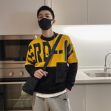 社会风纯色字母印花拼接宽松卫衣百搭B297-150-P78控108，男装卫衣，电商B297