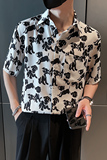 雅痞风流行宽松休闲小狗尖领花衬衫上衣B297-7783-P58控78，男装衬衫，电商B297