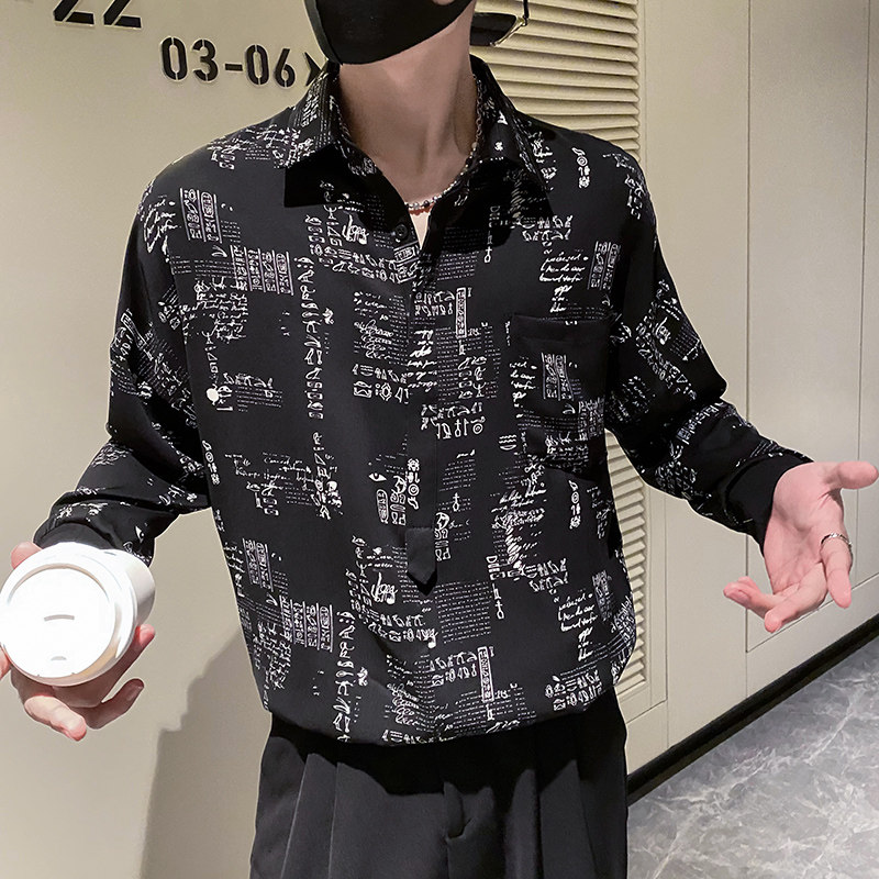 社会轻奢潮牌宽松潮流男士痞帅碎花衬衫上衣B297-2307-P60控88,男装衬衫,电商B297